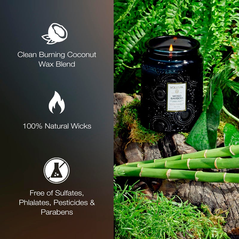 Voluspa Moso Bamboo Candle, 18 oz, Coconut Wax Blend, Scented Candles for Home, 100 Hour Burn Time, Candle Jars - Image 4